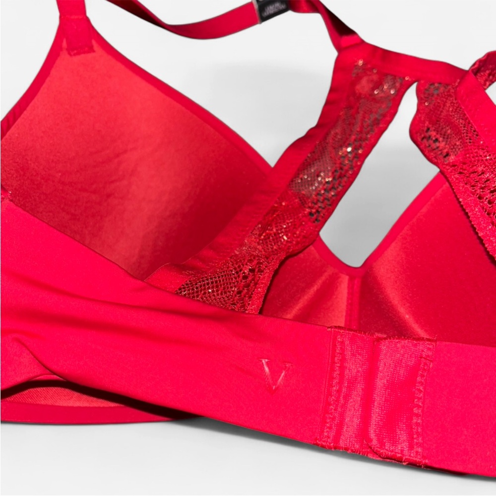 Victoria's Secret Lightly-Lined Wireless Shimmer Lace Back Bra 32DD - Picture 6 of 7